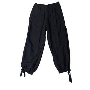 Final Touch Women's Black Harem Pants Size M Elastic Waist Boho